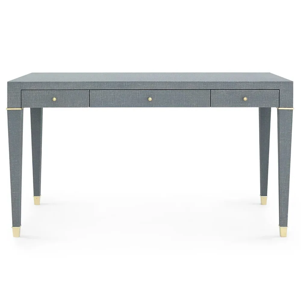 Claudette Office Desk with Drawers - Grey, Linen image