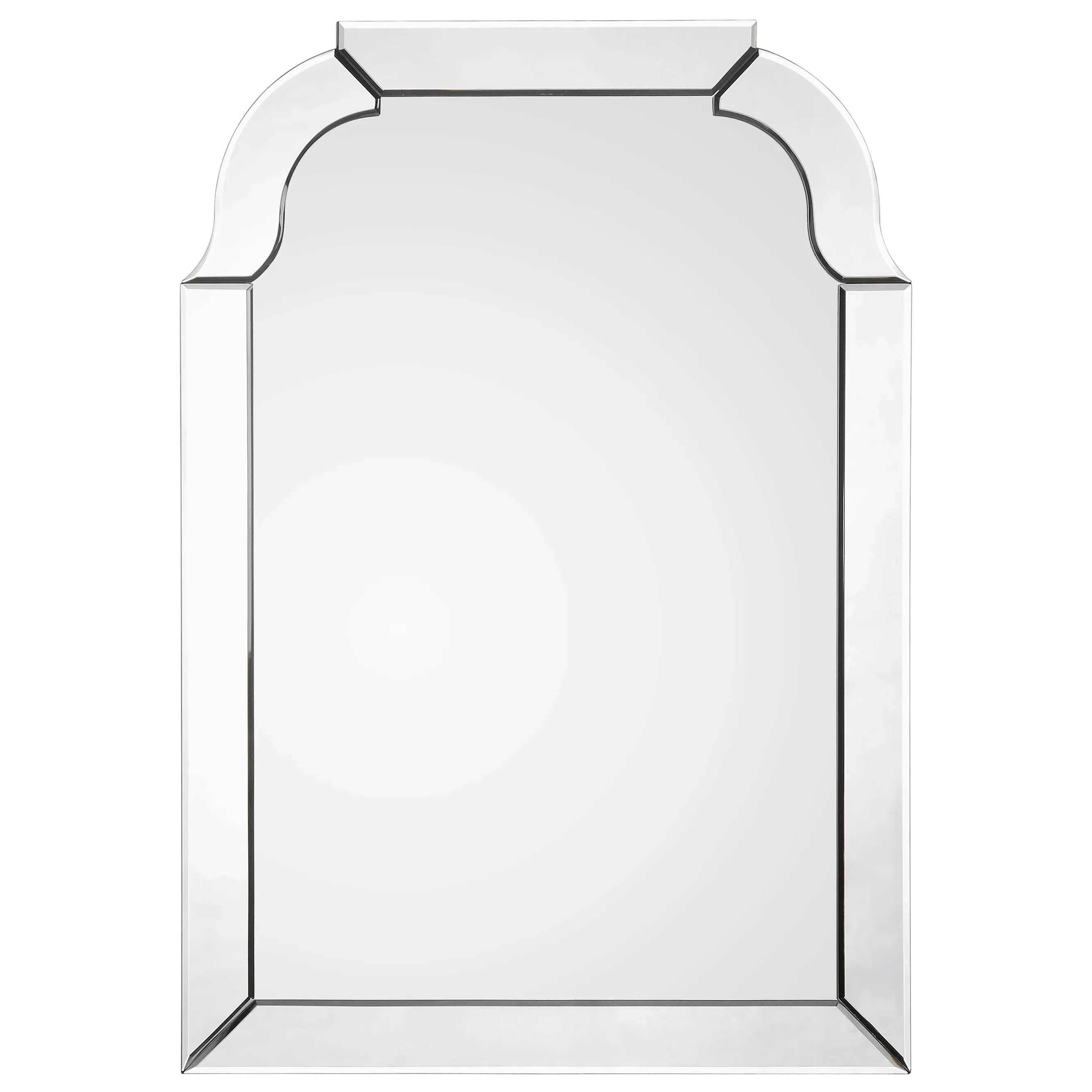 Claudia Beveled Arch Frame Wall Mirror - Grey Silver