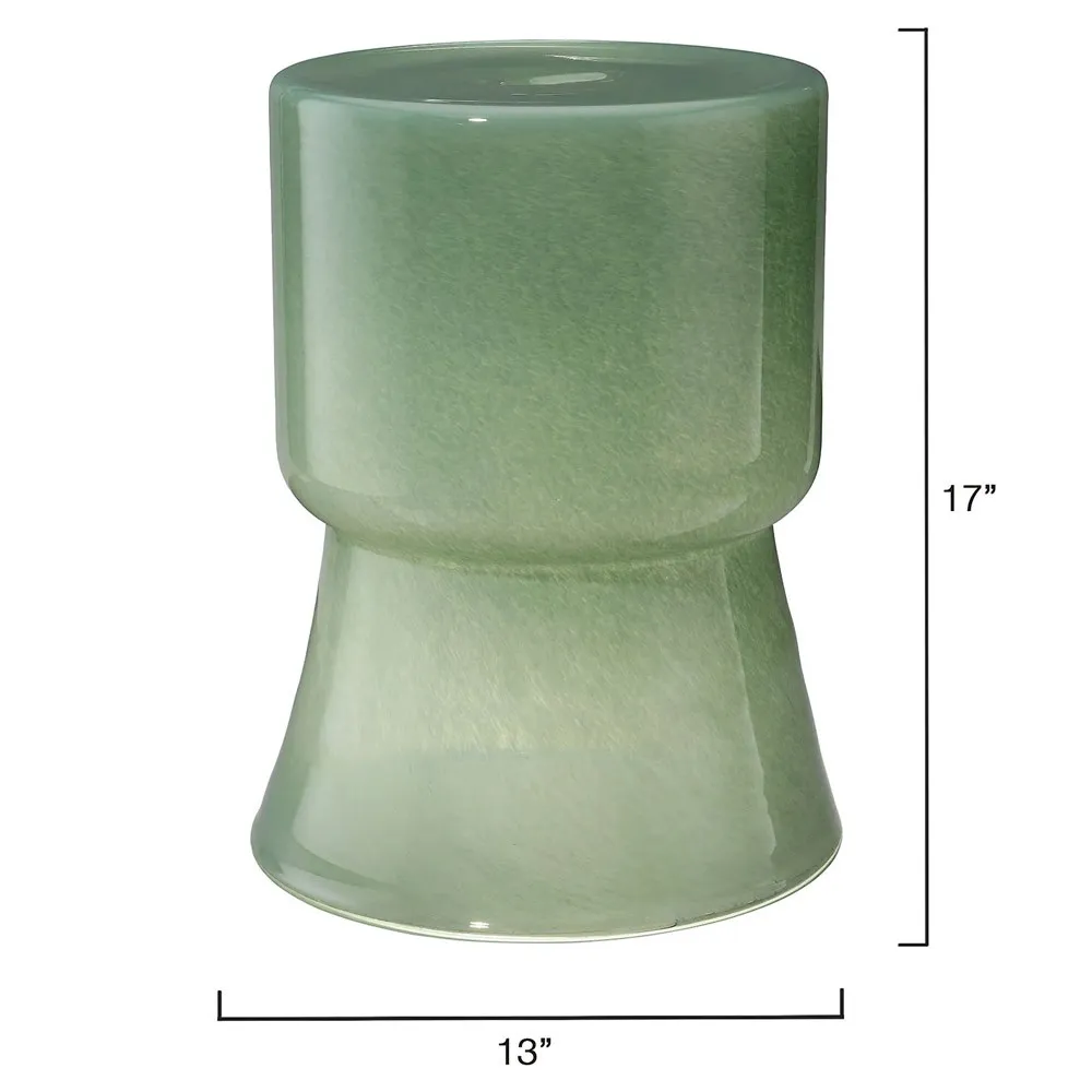 Claudia Garden Stool - Green, Glass