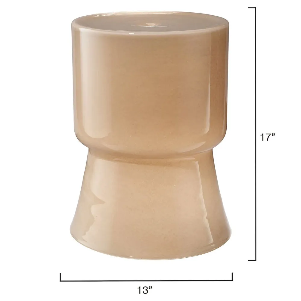 Claudia Garden Stool - Taupe, Glass