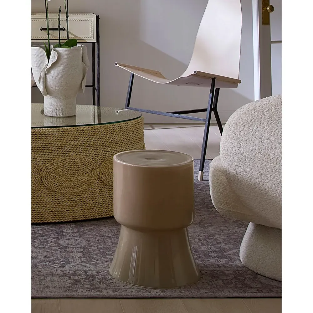 Claudia Garden Stool - Taupe, Glass