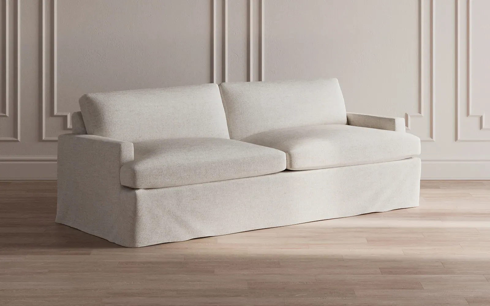 Claudie 3-Seater Slipcovered Sofa - Fog