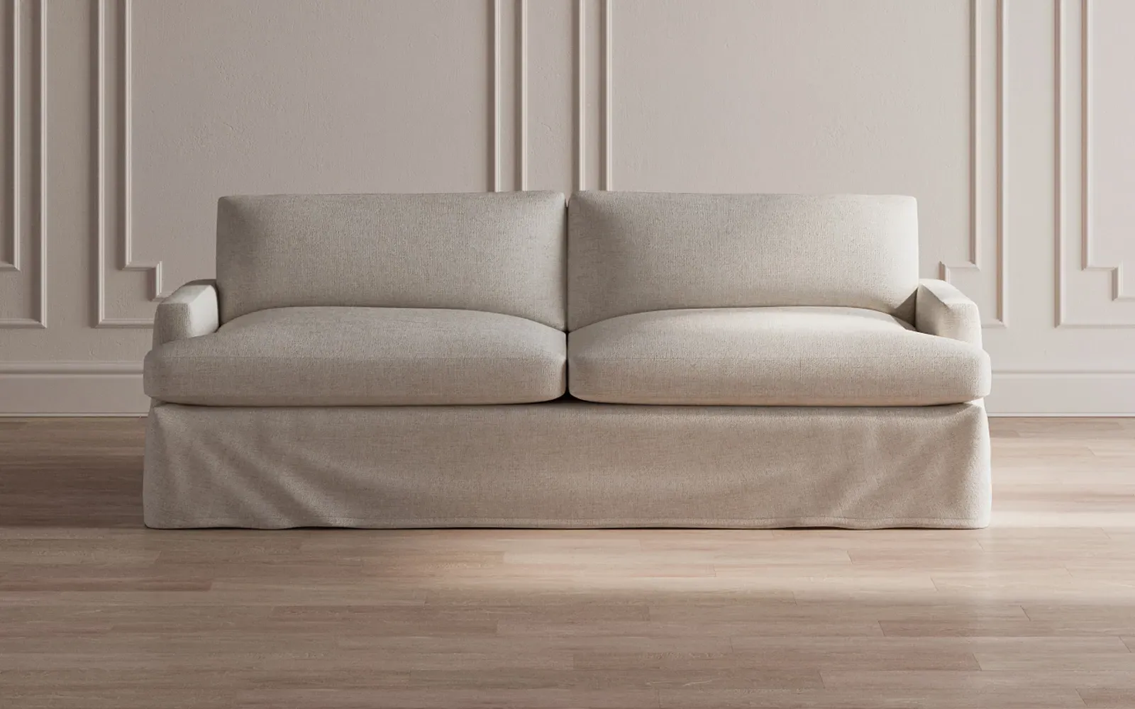 Claudie 3-Seater Slipcovered Sofa - Pearl