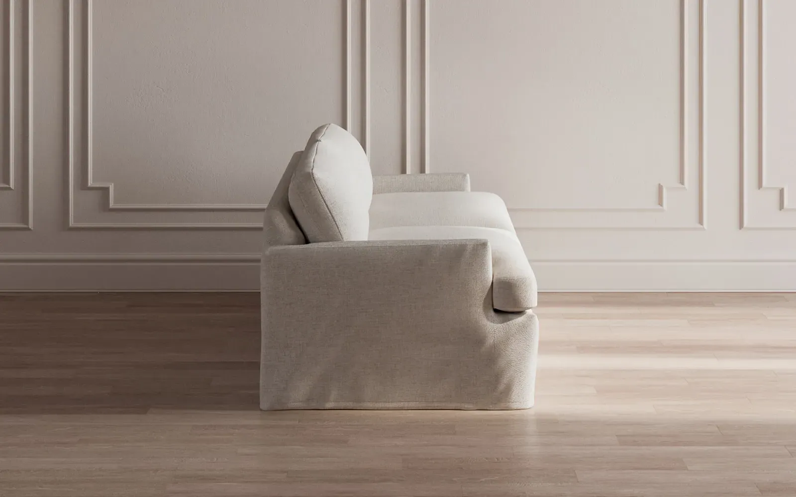 Claudie 3-Seater Slipcovered Sofa - Pearl