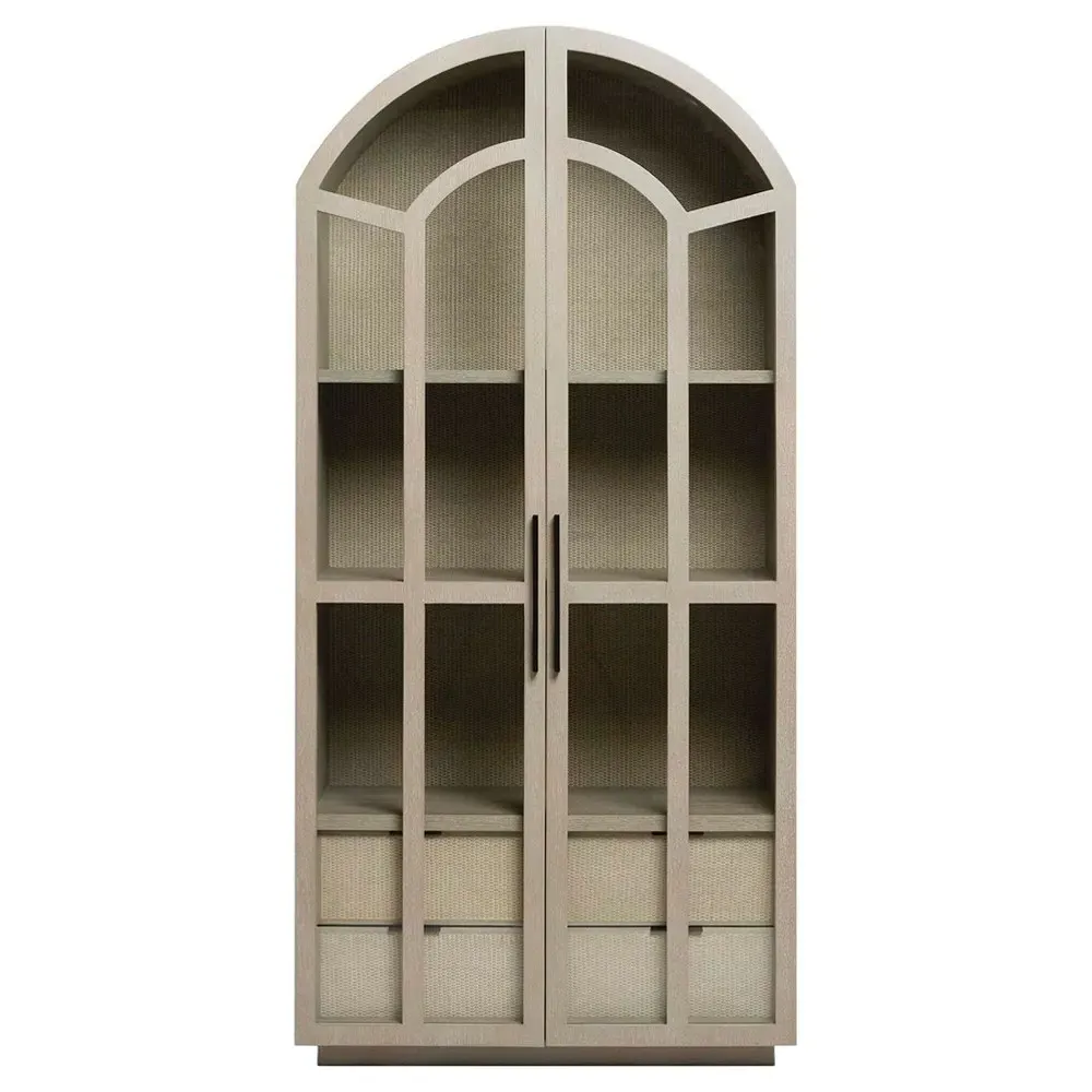 Claudine Arched Display Case - Cliffside Beige, Rattan image