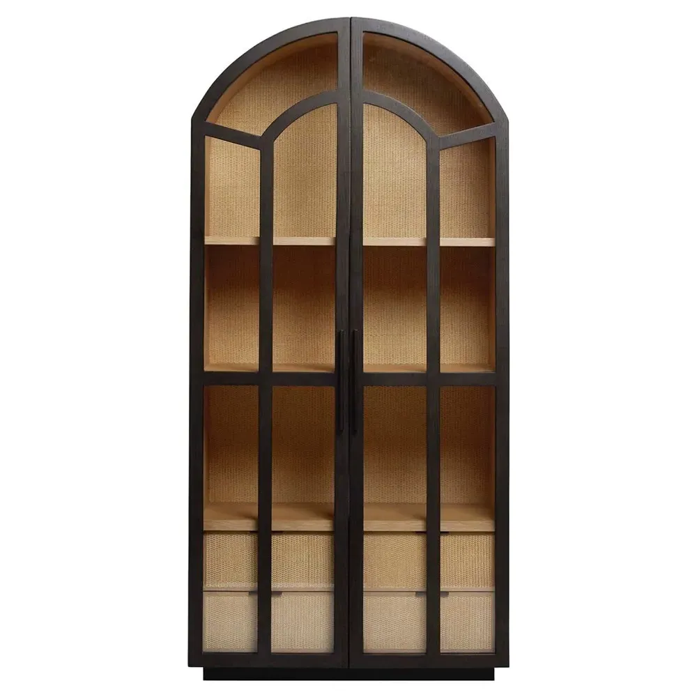 Claudine Arched Display Case - Coffee Black, Rattan