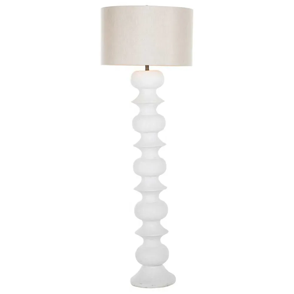 Claudius Column Floor Lamp - White, Resin