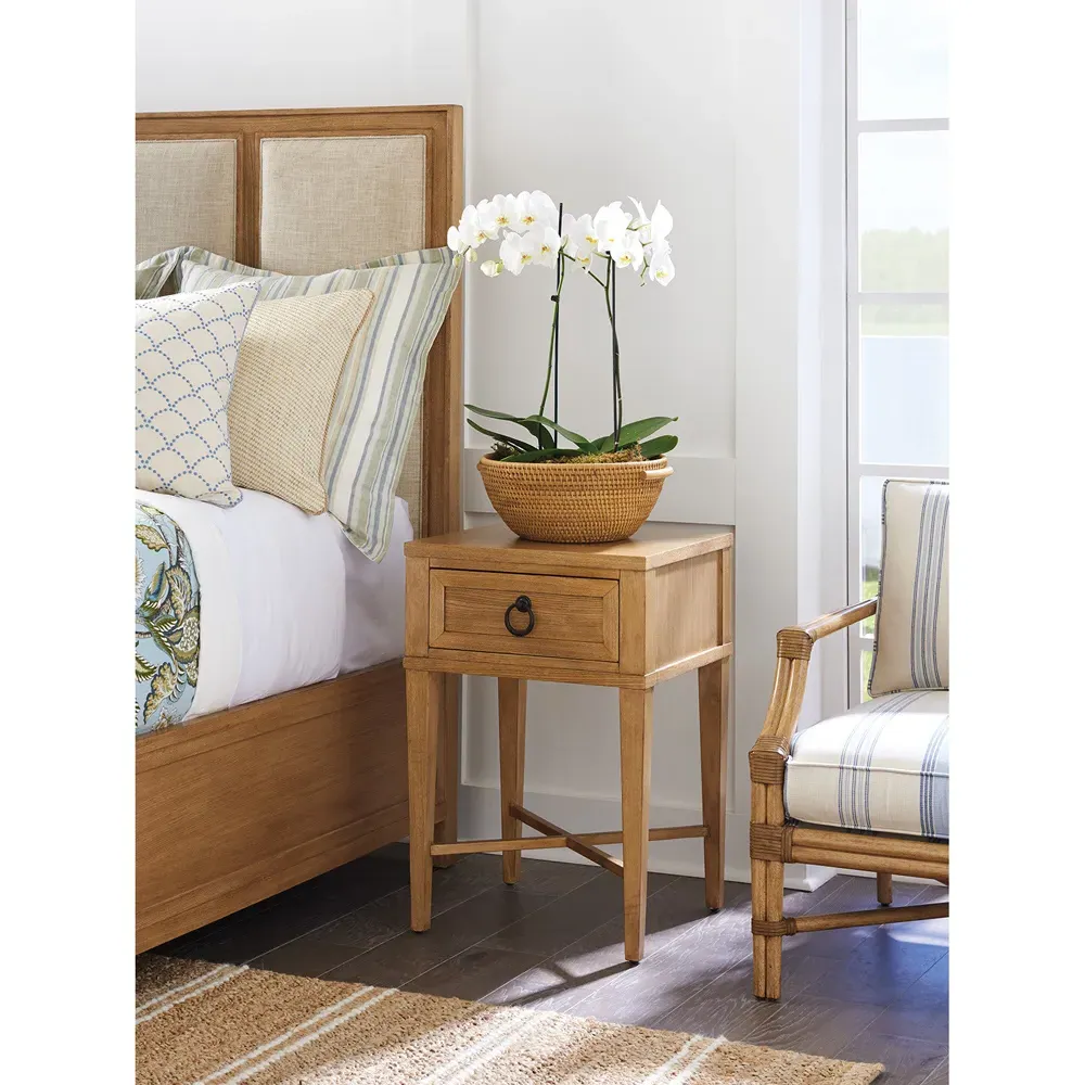 Clay 1 Drawer Nightstand with Crossed Base - Sandstone, Wood