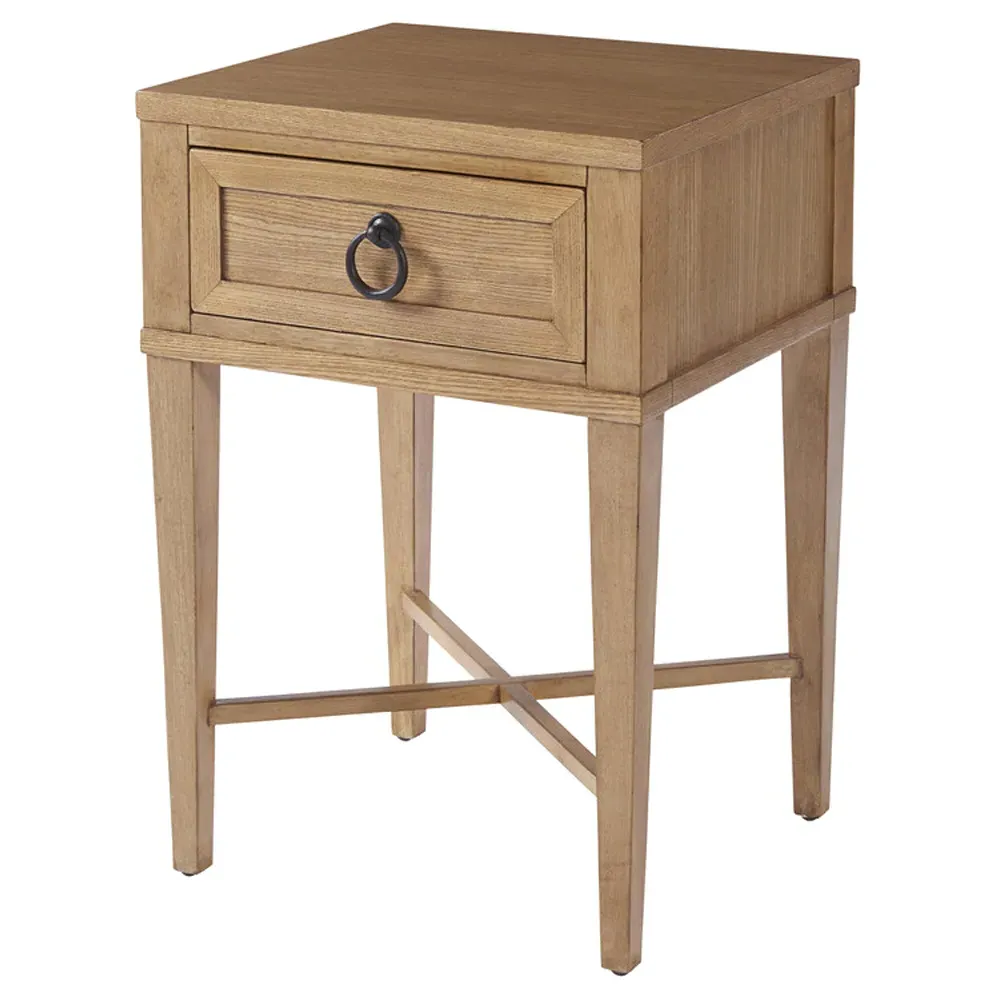 Clay 1 Drawer Nightstand with Crossed Base - Sandstone, Wood