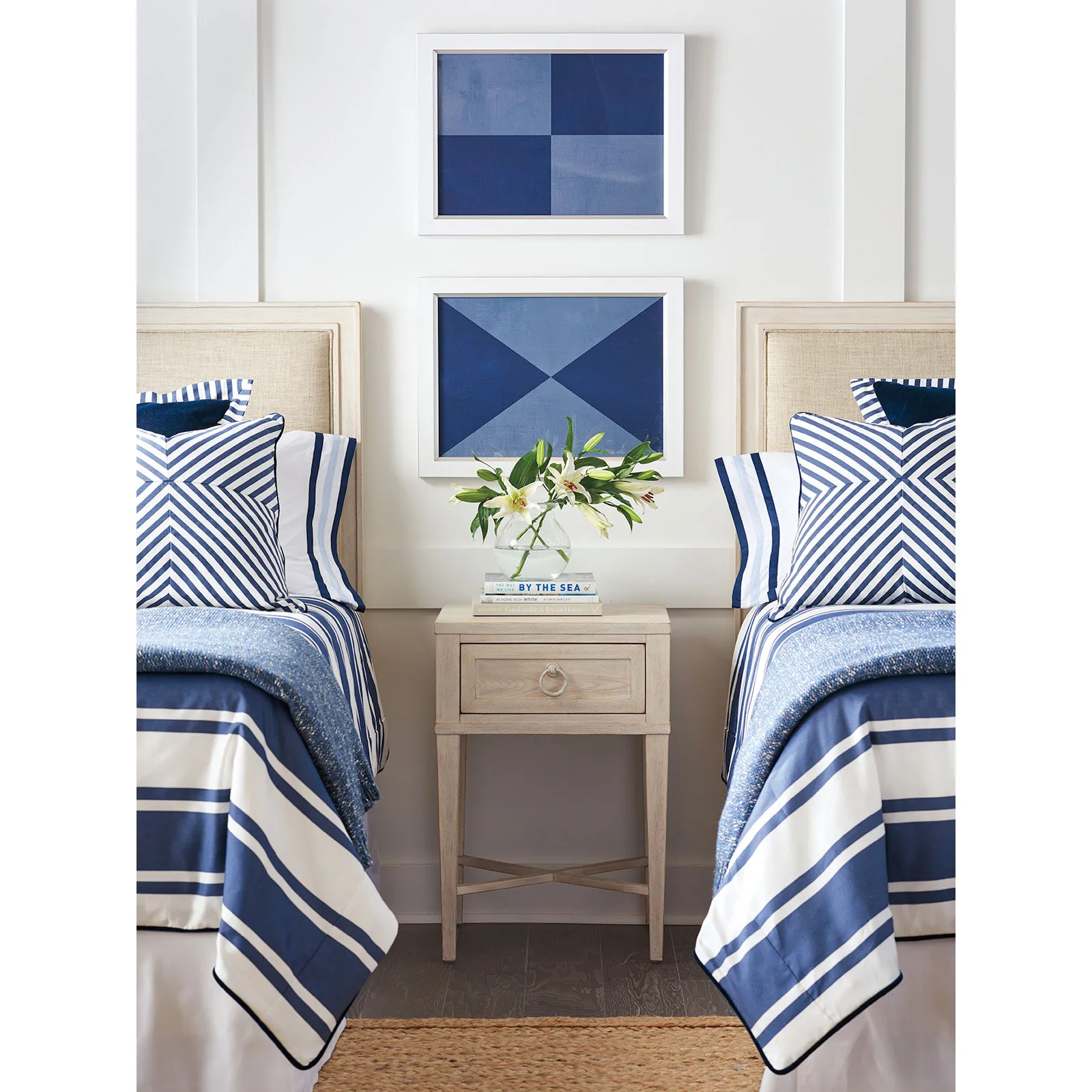 Clay 1 Drawer Nightstand with Tapered Legs - Sailcloth, Wood