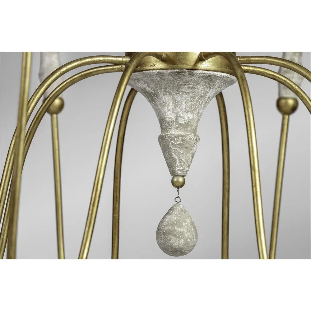 Clay French Distressed Large Column Chandelier - Gold