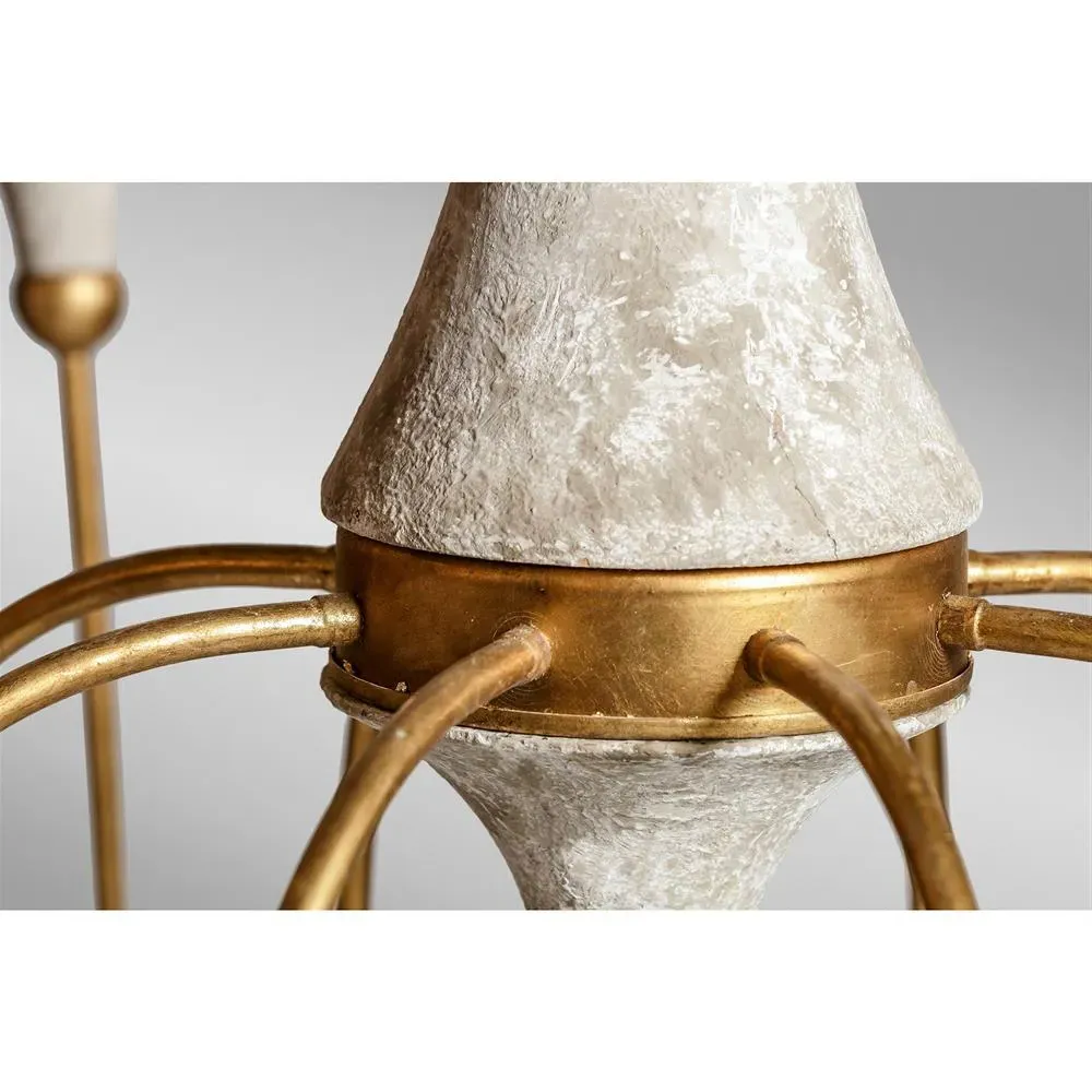 Clay French Distressed Large Column Chandelier - Gold