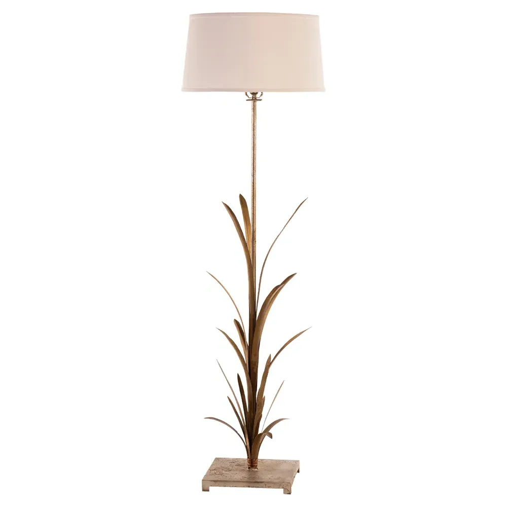 Clea Hand-Cut Leaf Floor Lamp - Antique Gold