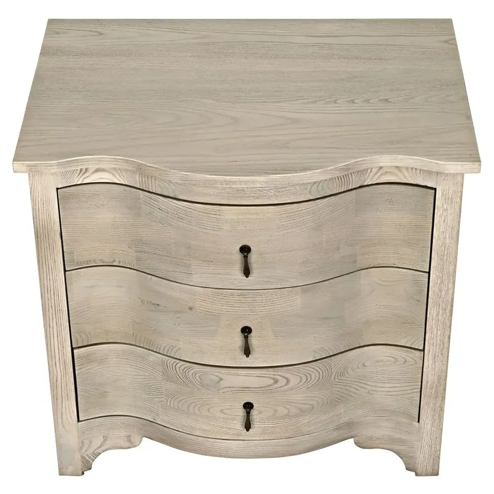 Clement Curved Side Table - Grey, Elm Wood