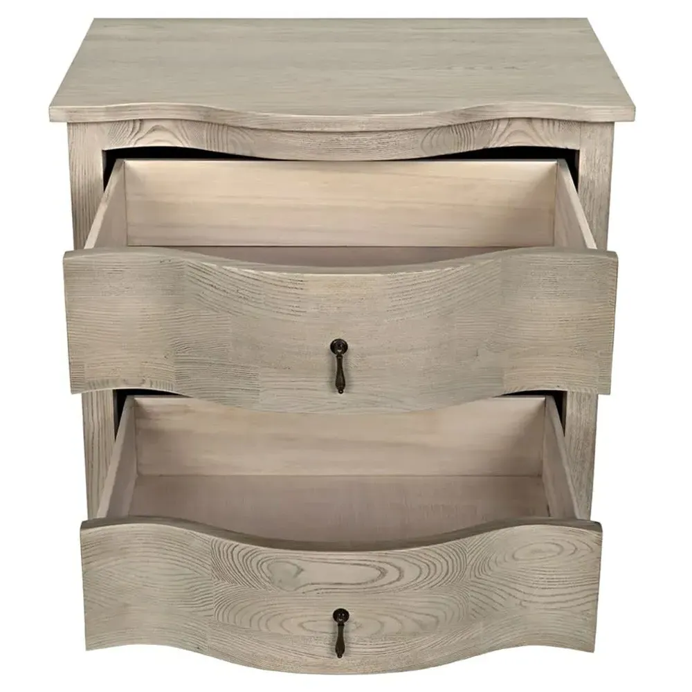 Clement Curved Side Table - Grey, Elm Wood