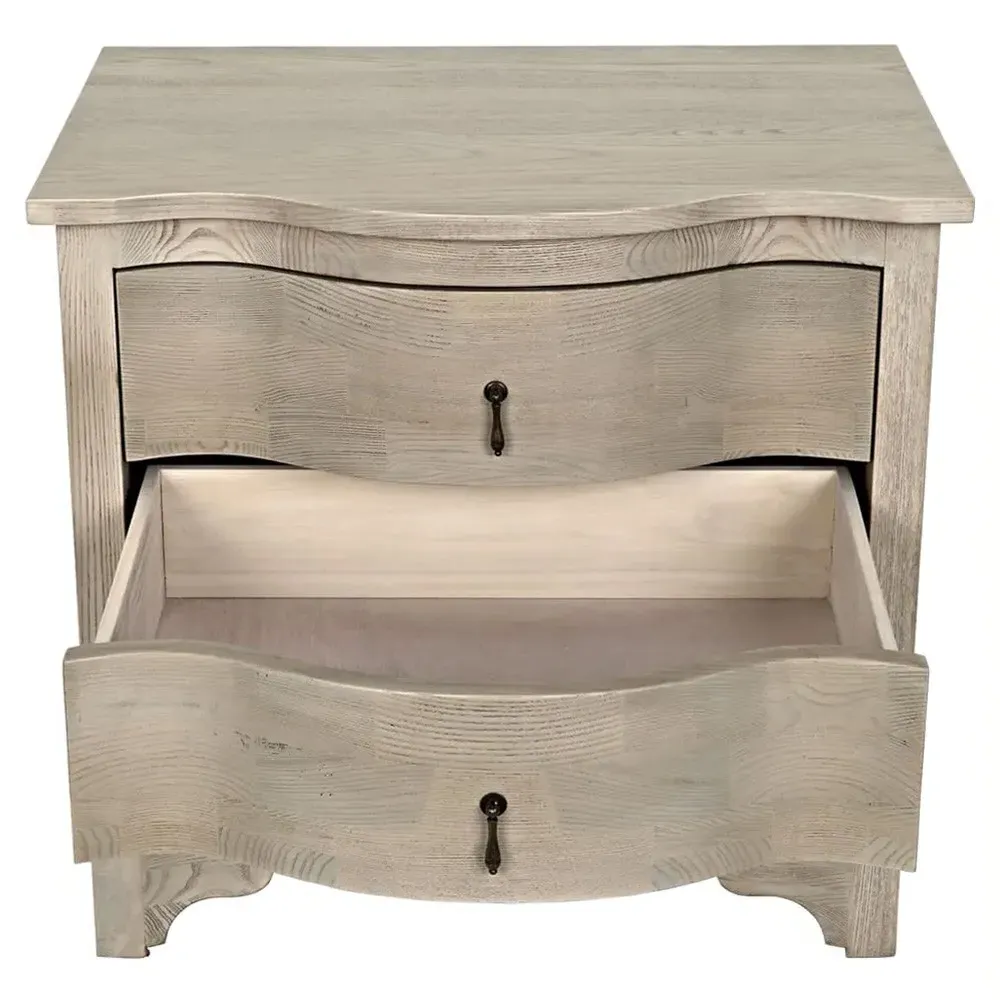 Clement Curved Side Table - Grey, Elm Wood