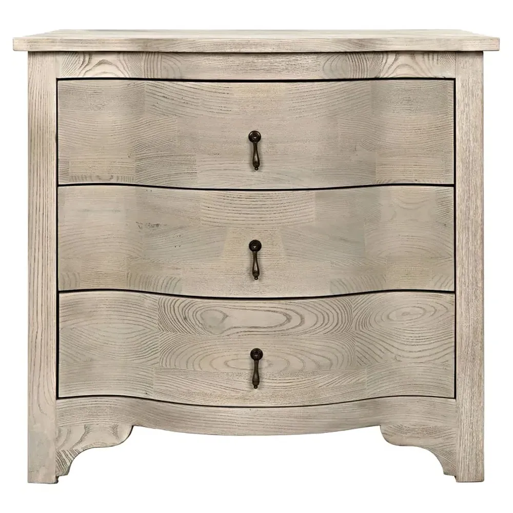 Clement Curved Side Table - Grey, Elm Wood