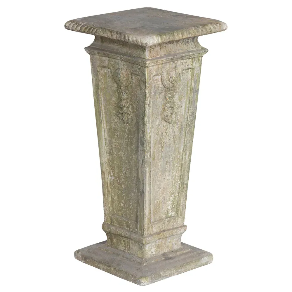 Clementine Square Garden Plinth Pedestal - Grey Silver image