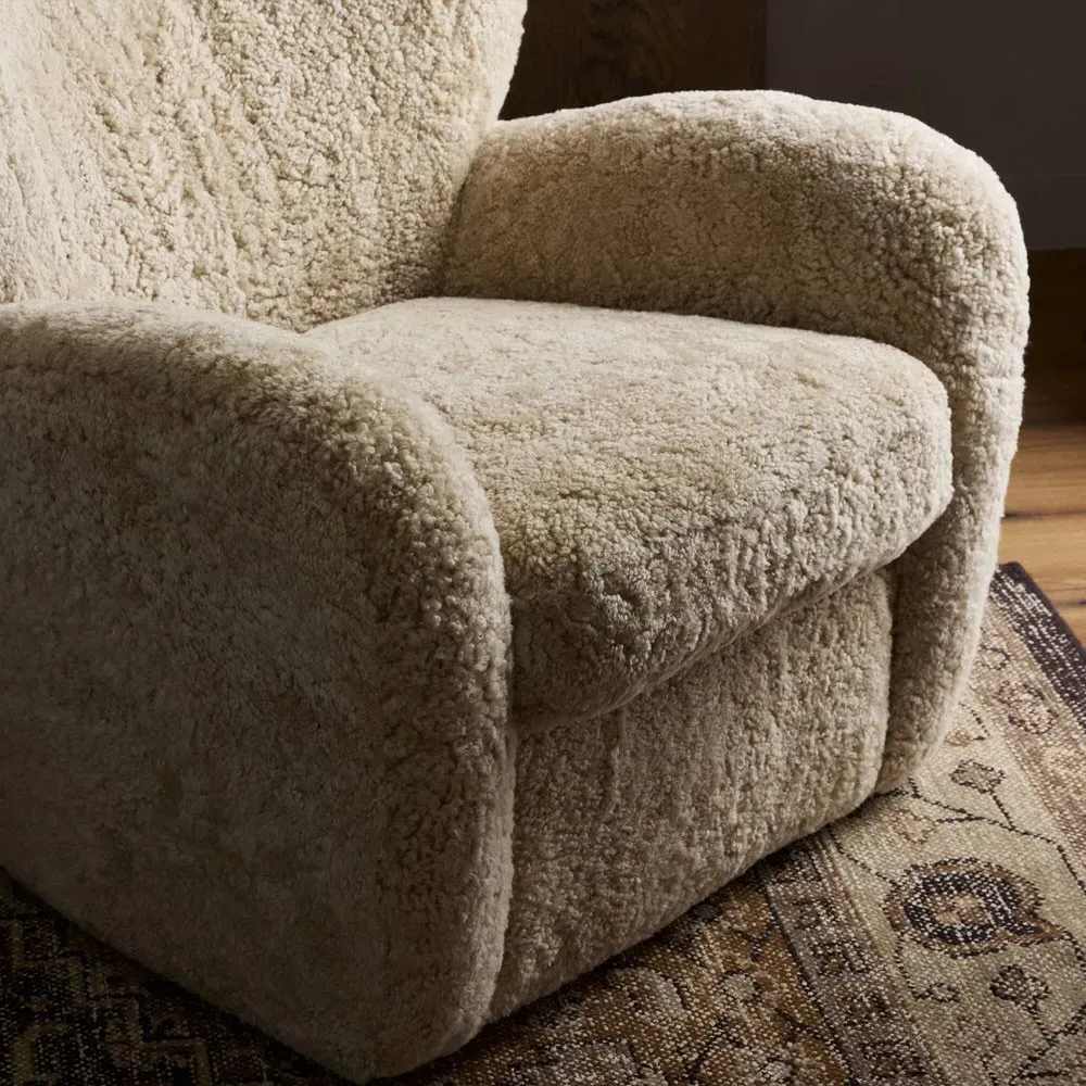 Clemmie Arm Chair - Beige, Shearling