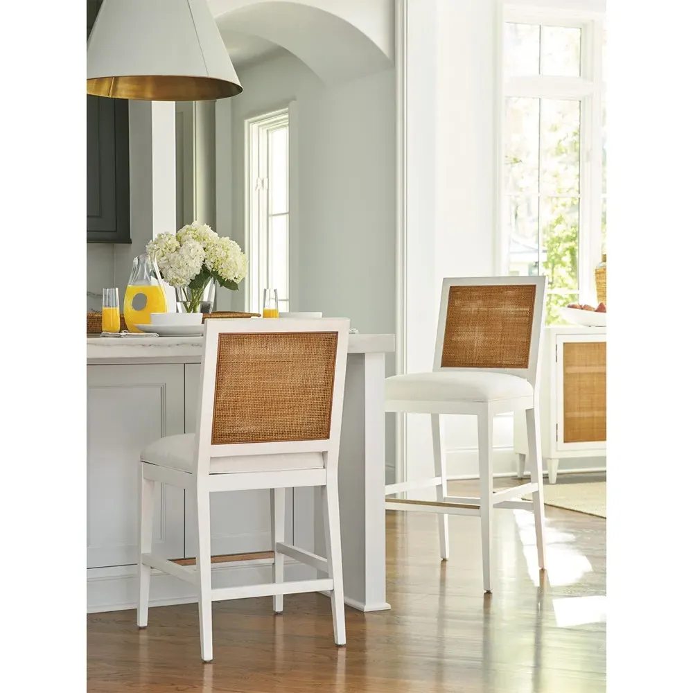 Cleo Bar Stool - White, Maple Wood