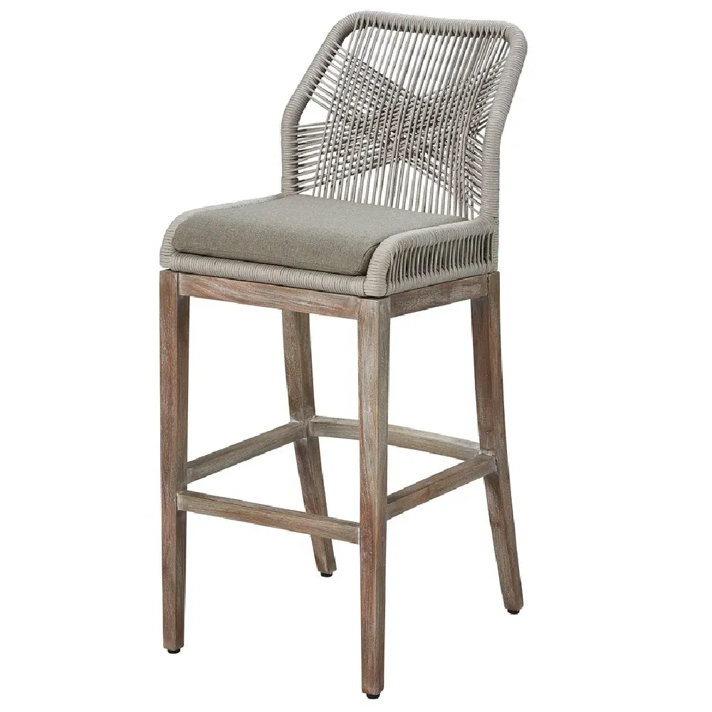 Cleo Counter Stool with Upholstered Seat - Grey, Mahogany