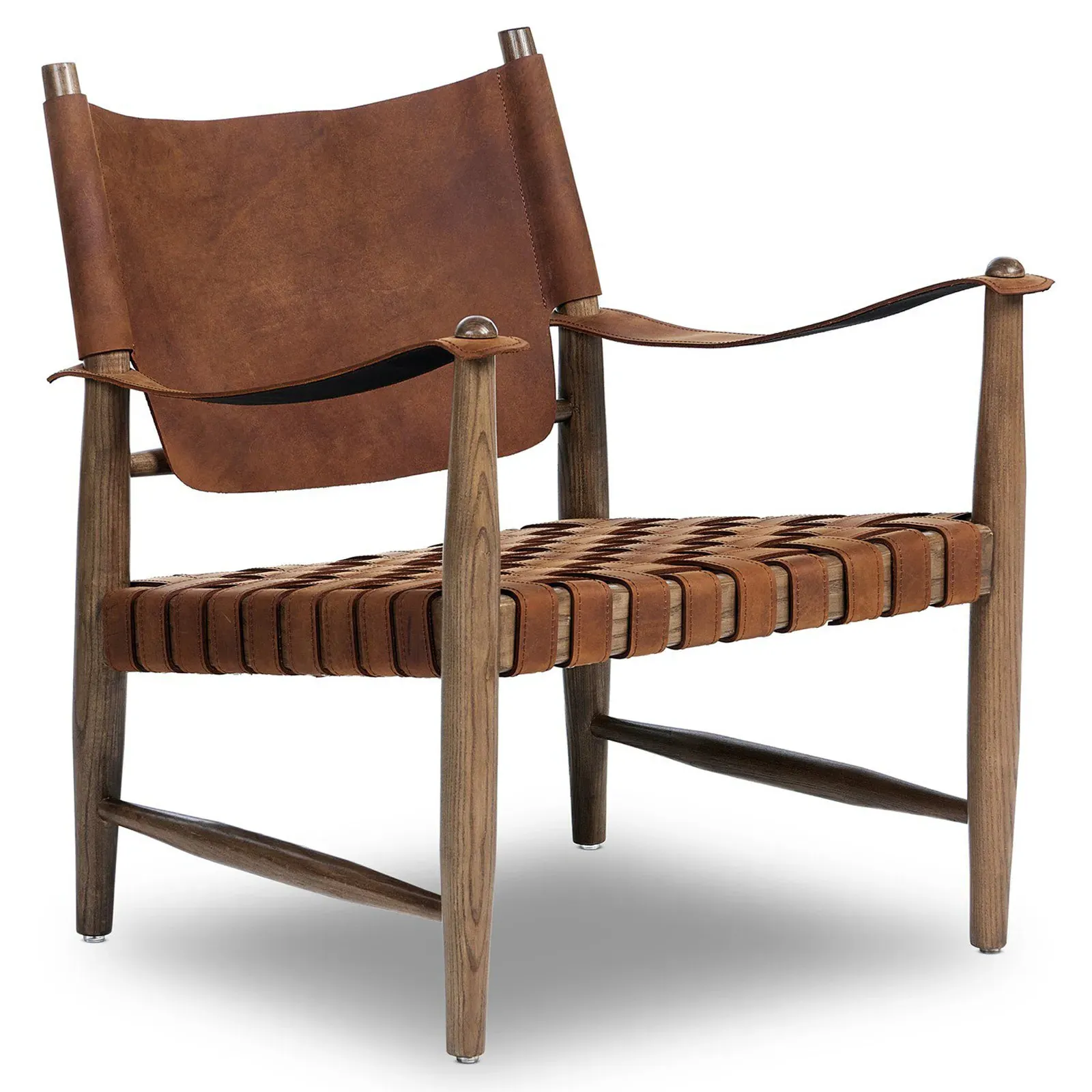 Cleo Sling Back Arm Chair - Brown, Leather