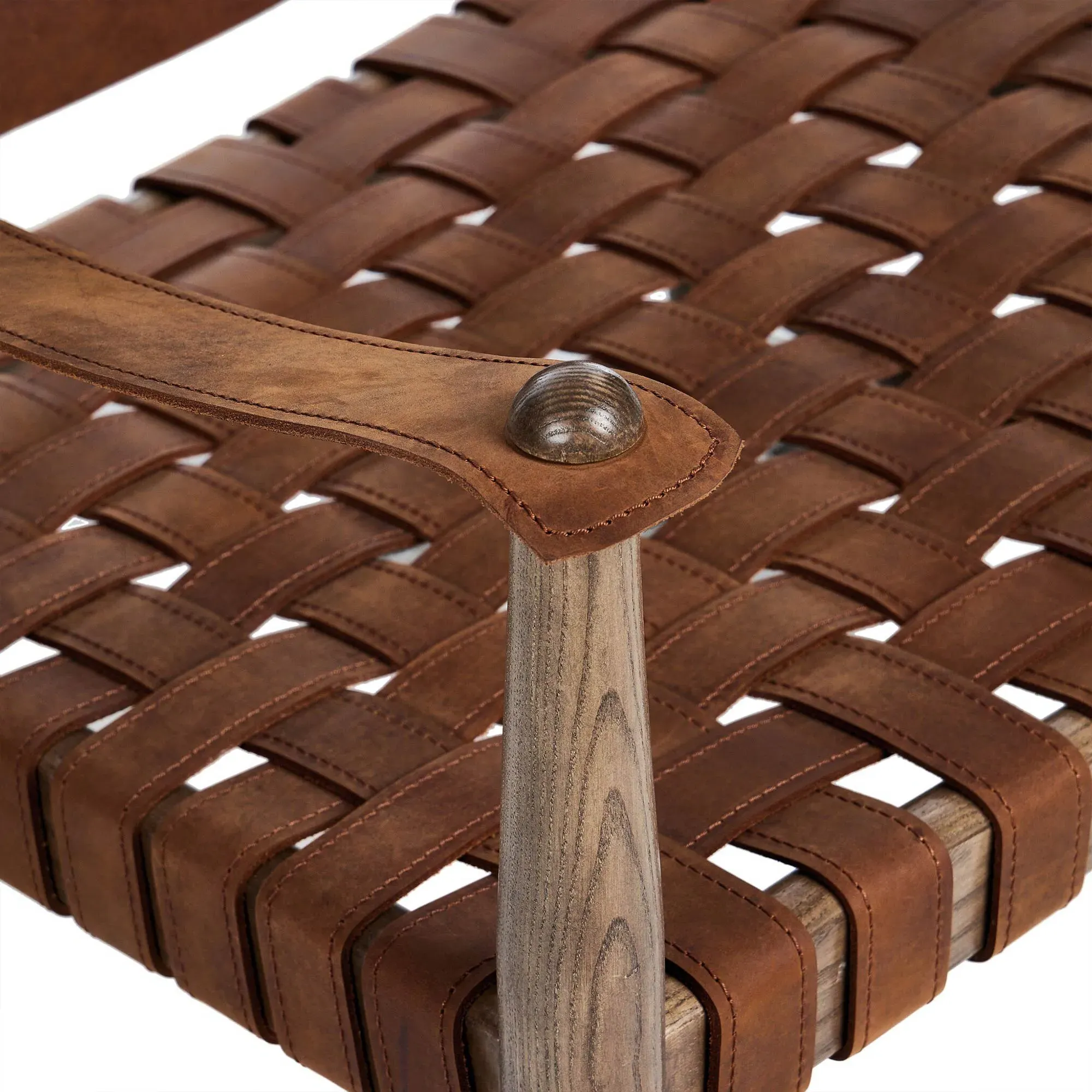 Cleo Sling Back Arm Chair - Brown, Leather