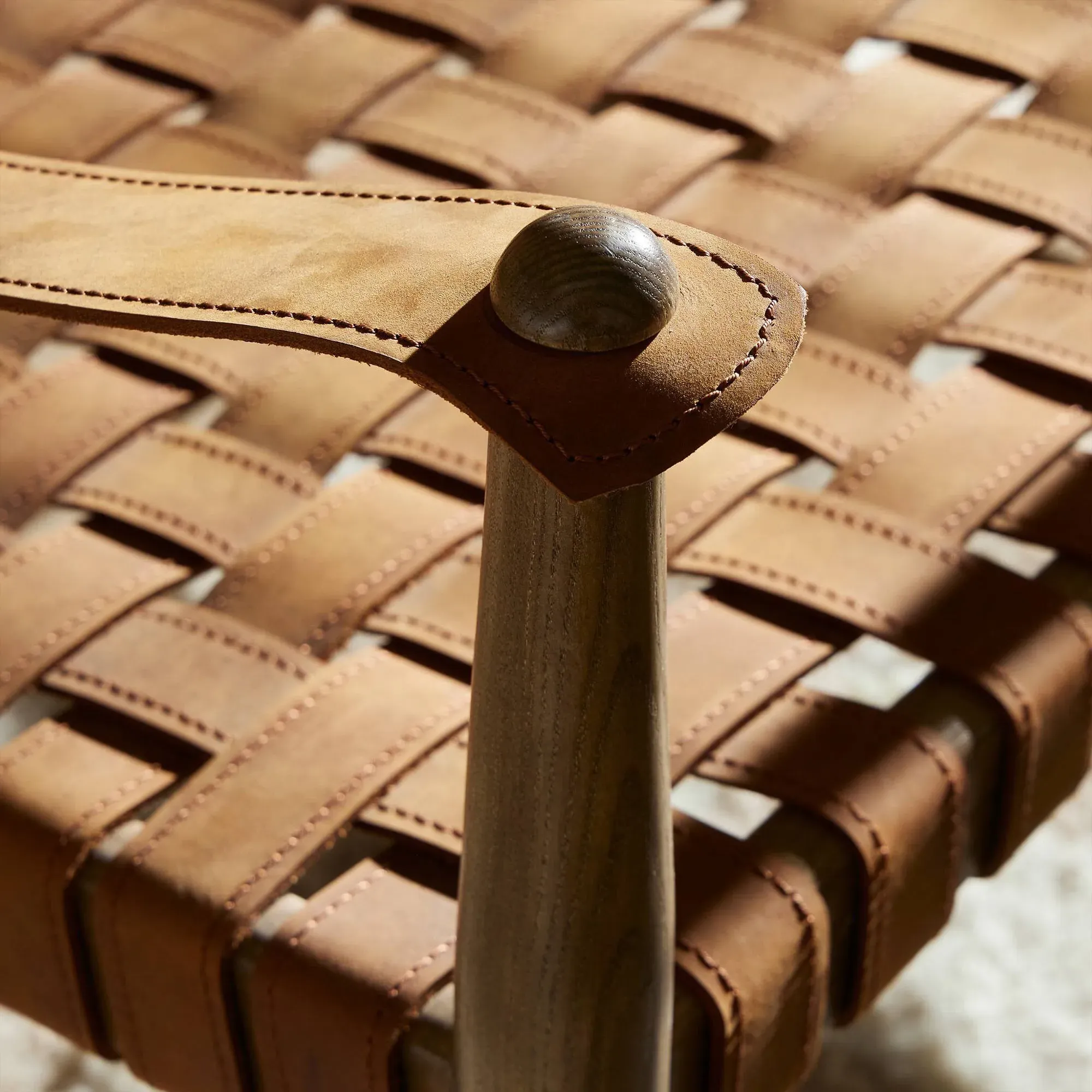 Cleo Sling Back Arm Chair - Brown, Leather