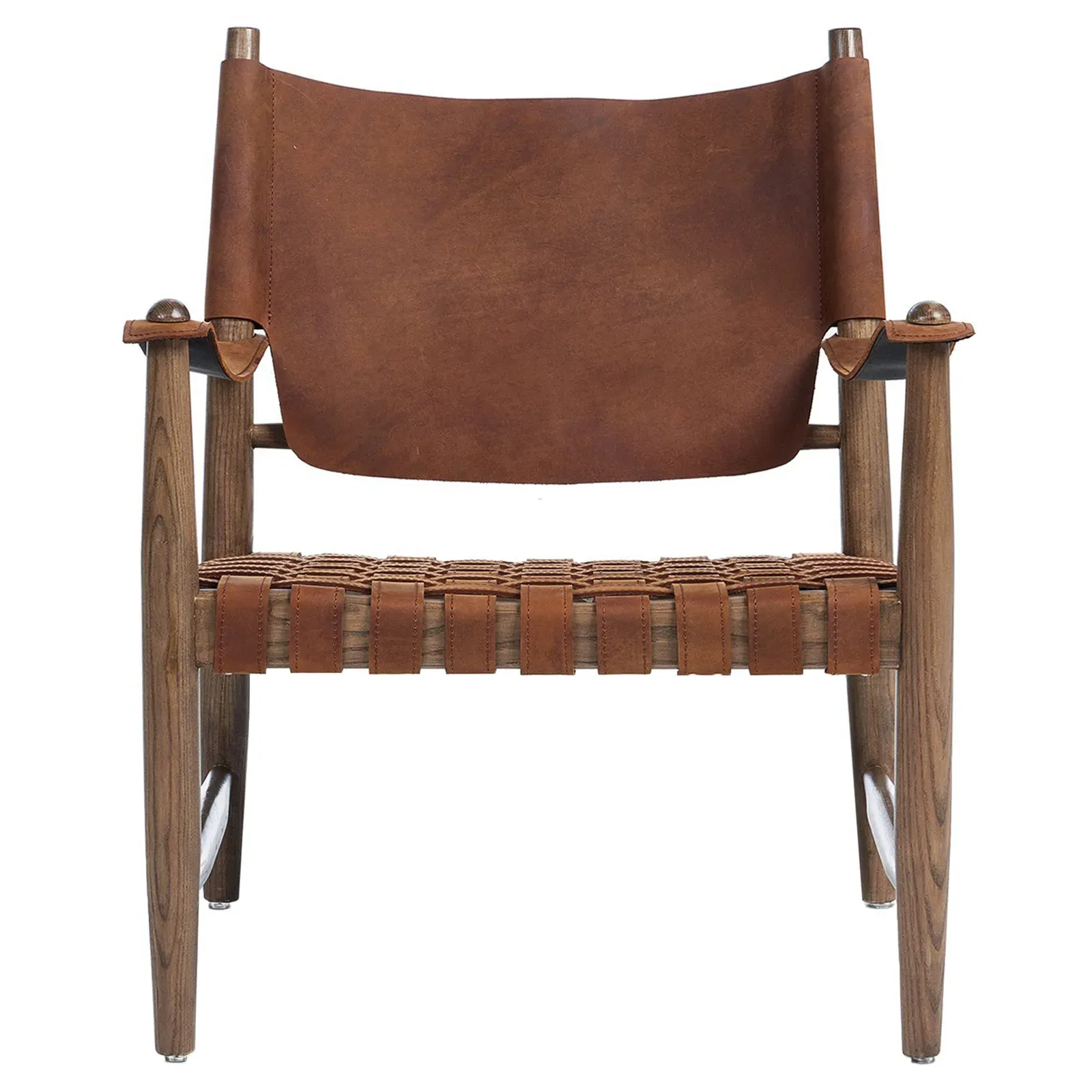 Cleo Sling Back Arm Chair - Brown, Leather image