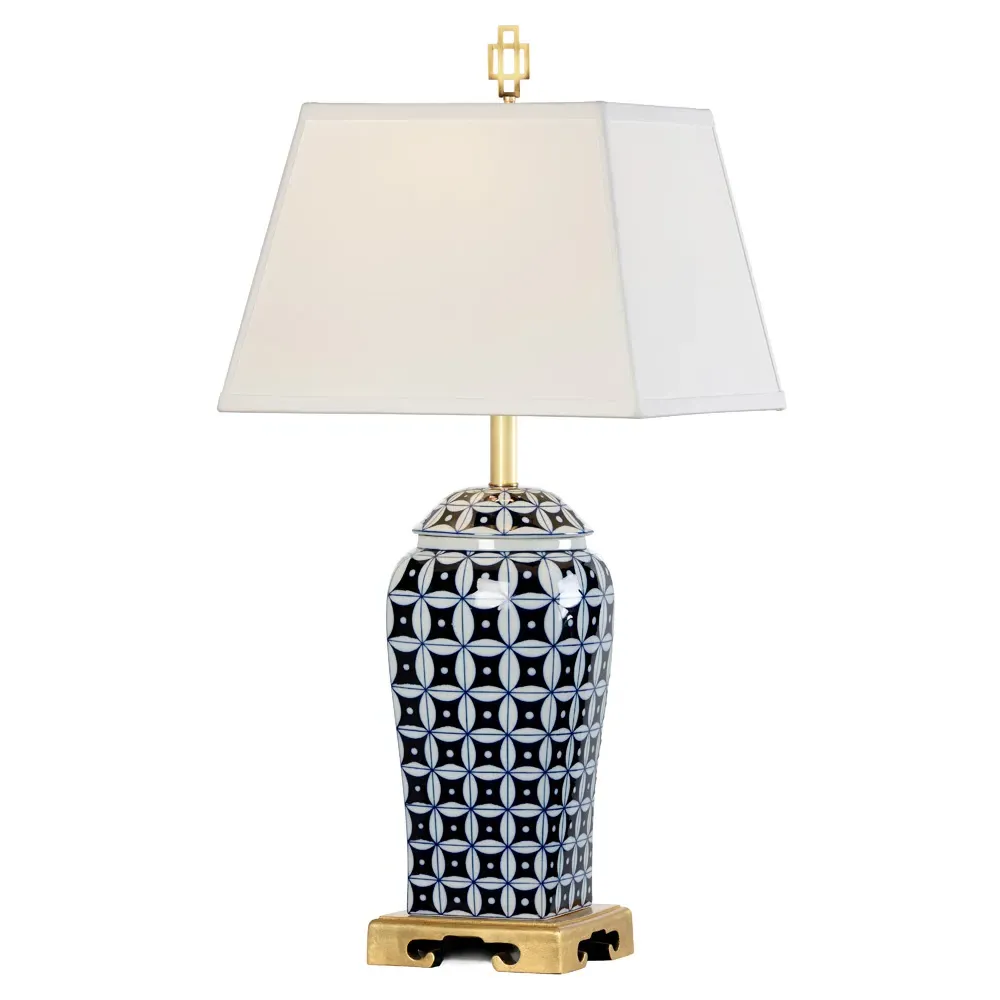 Cleya Ginger Jar Table Lamp - Blue, Porcelain