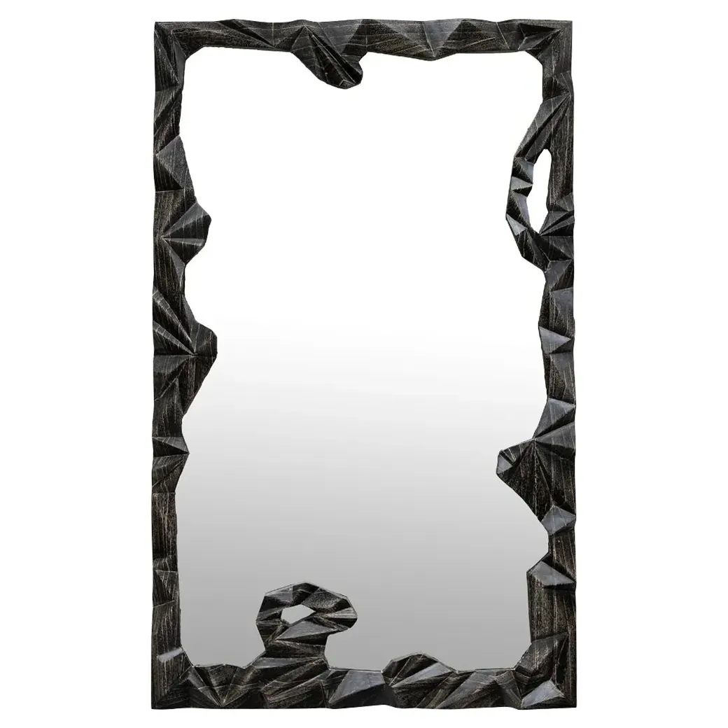 Cliff Creased Wood Wall Mirror - Black image
