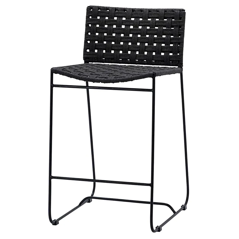 Clint Woven Rope Counter Stool - Black, Iron image