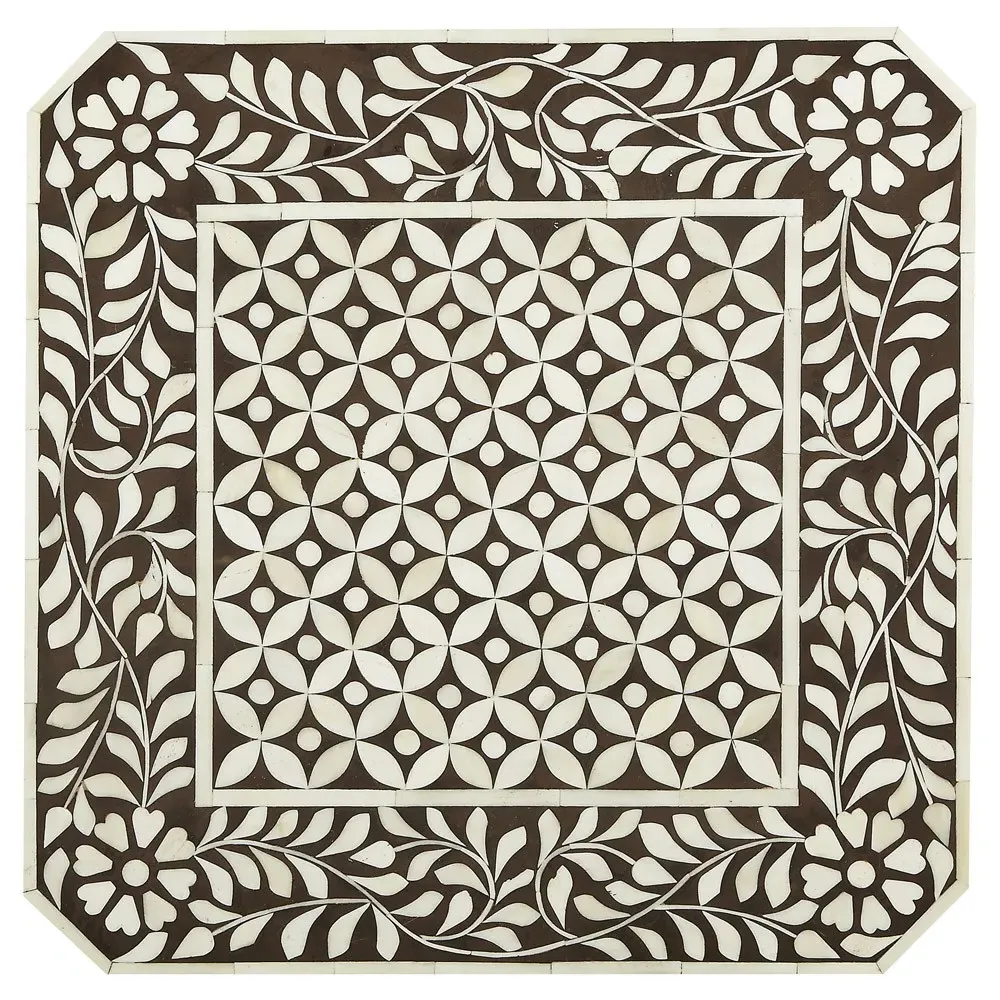 Clio Bone Inlay Side Table - Brown, Mango Wood