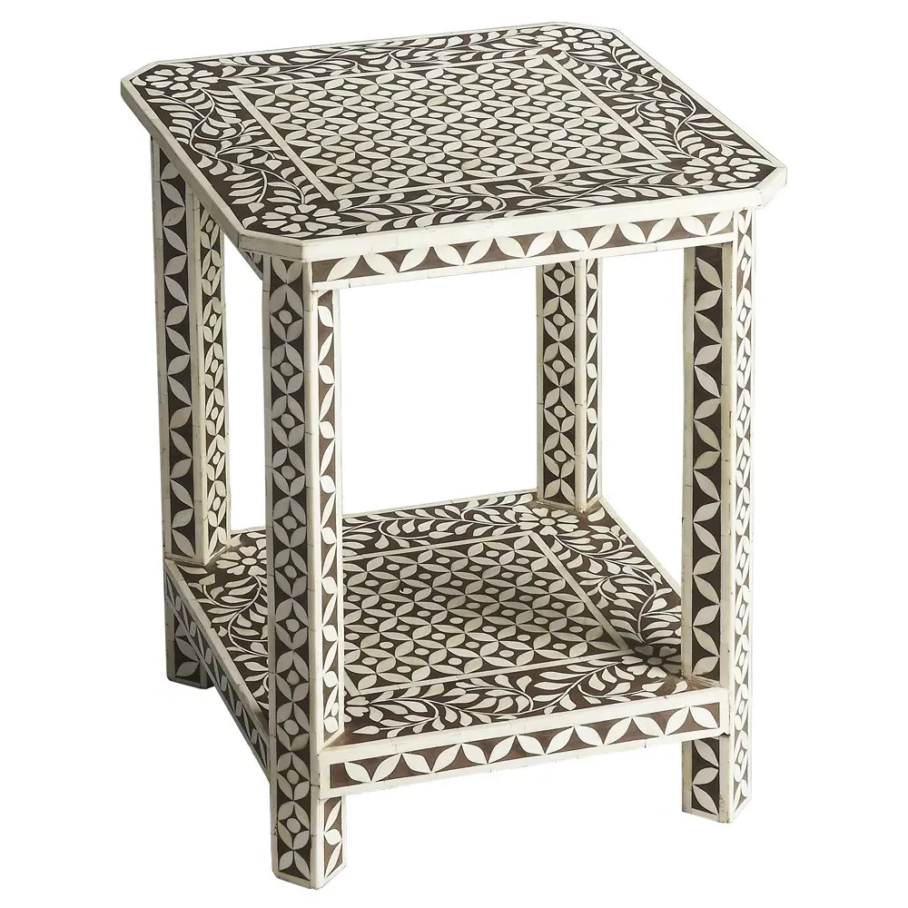 Clio Bone Inlay Side Table - Brown, Mango Wood image