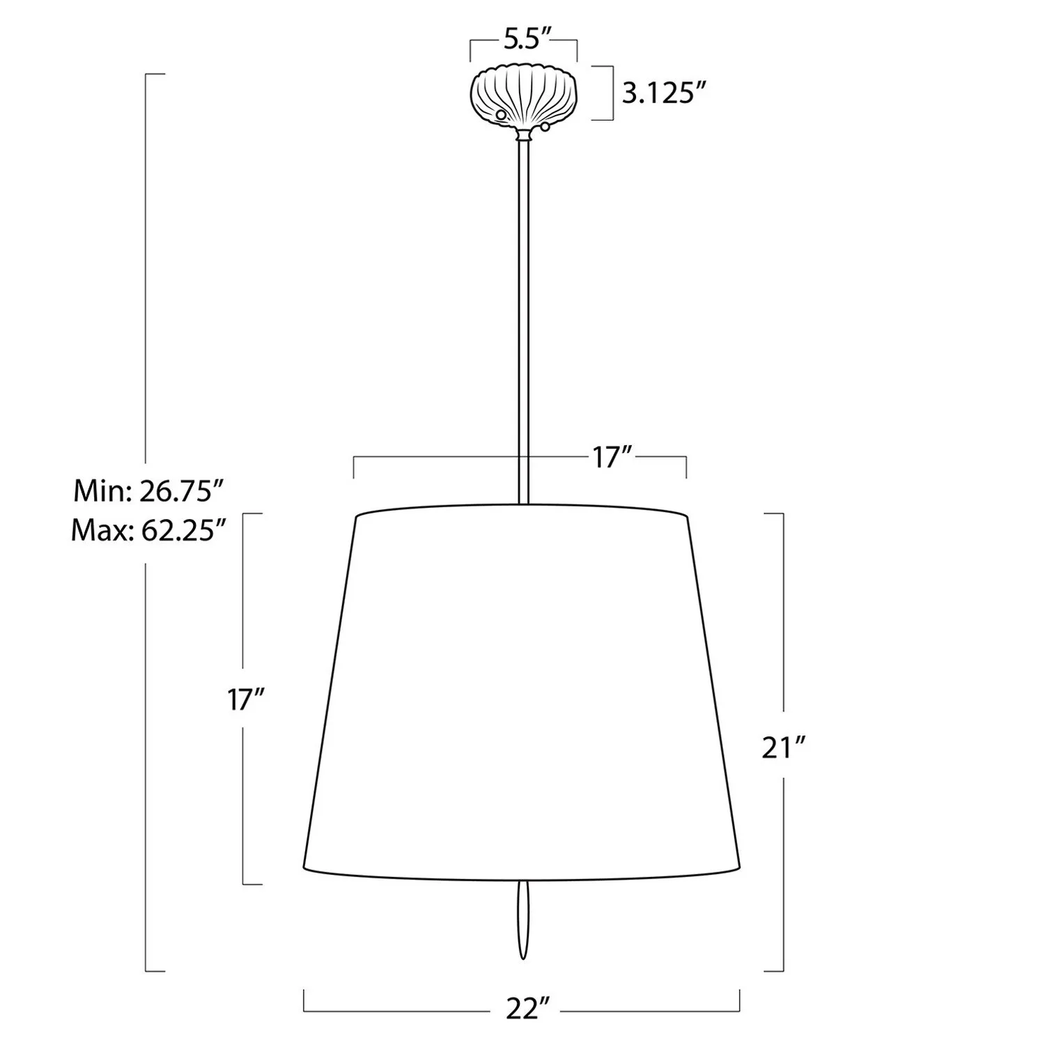 Clove Large Pendant Light - Black, Cast Iron