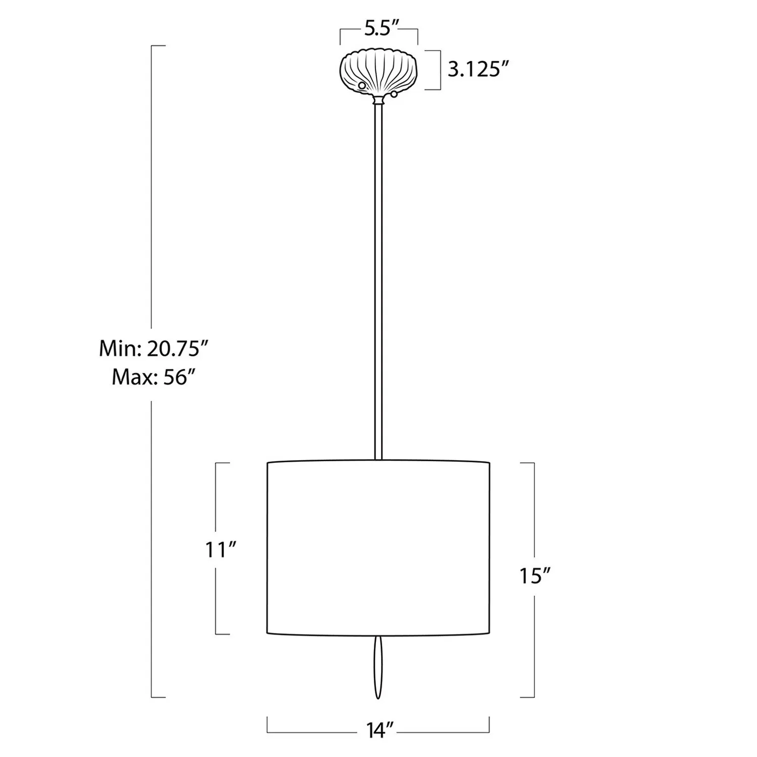Clove Small Drum Shade Pendant - White, Linen