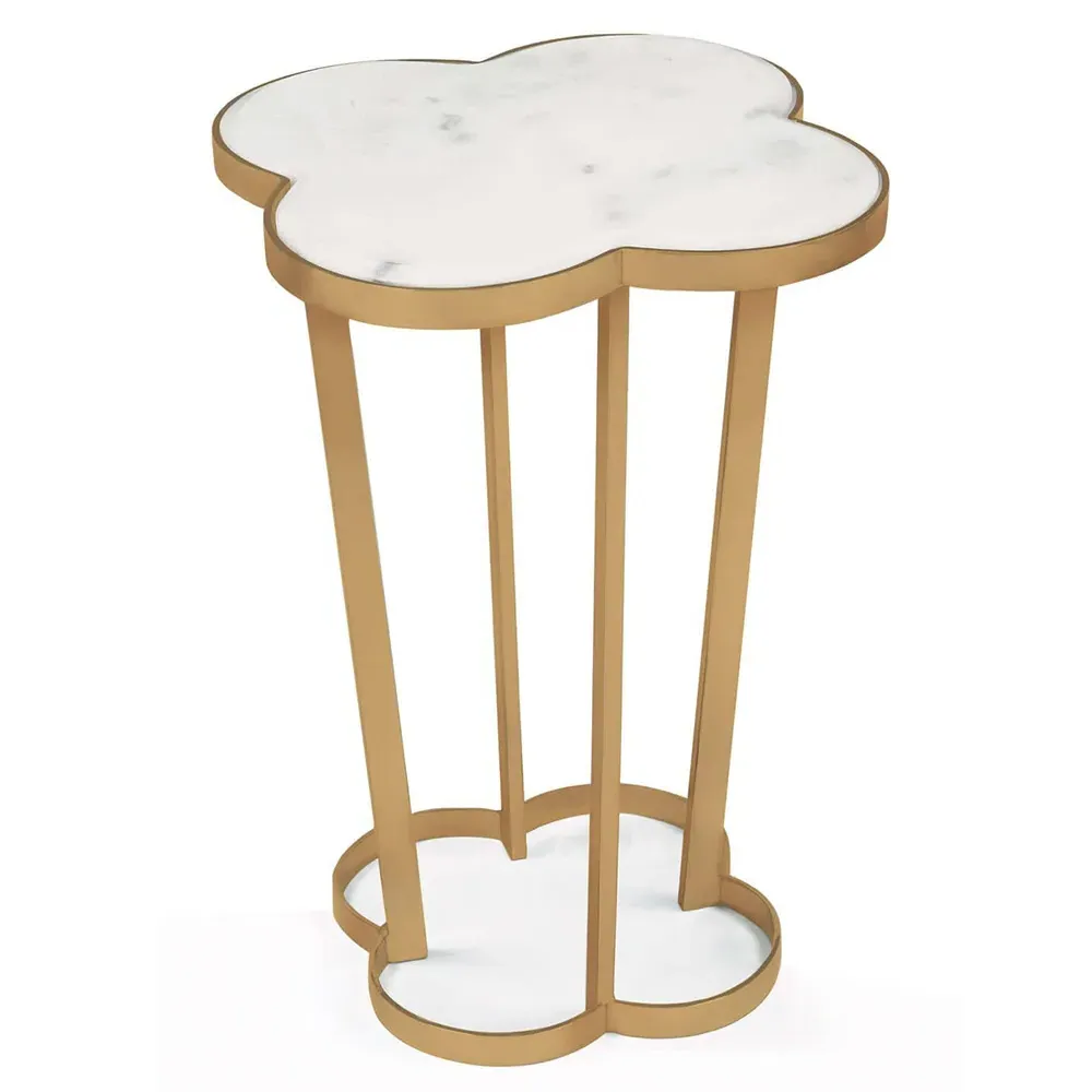 Clover Side Table - Natural Brass, Marble image