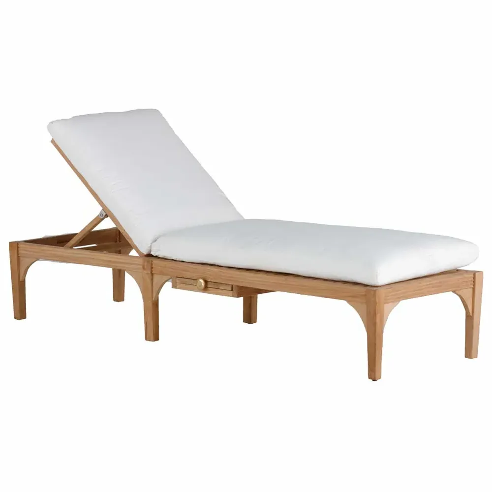 Club Outdoor Chaise Lounge with Cushion - Natural, Teak