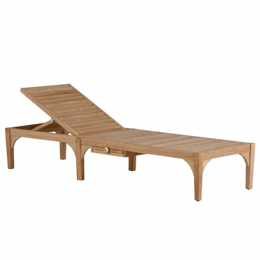 Club Outdoor Chaise Lounge with Cushion - Natural, Teak