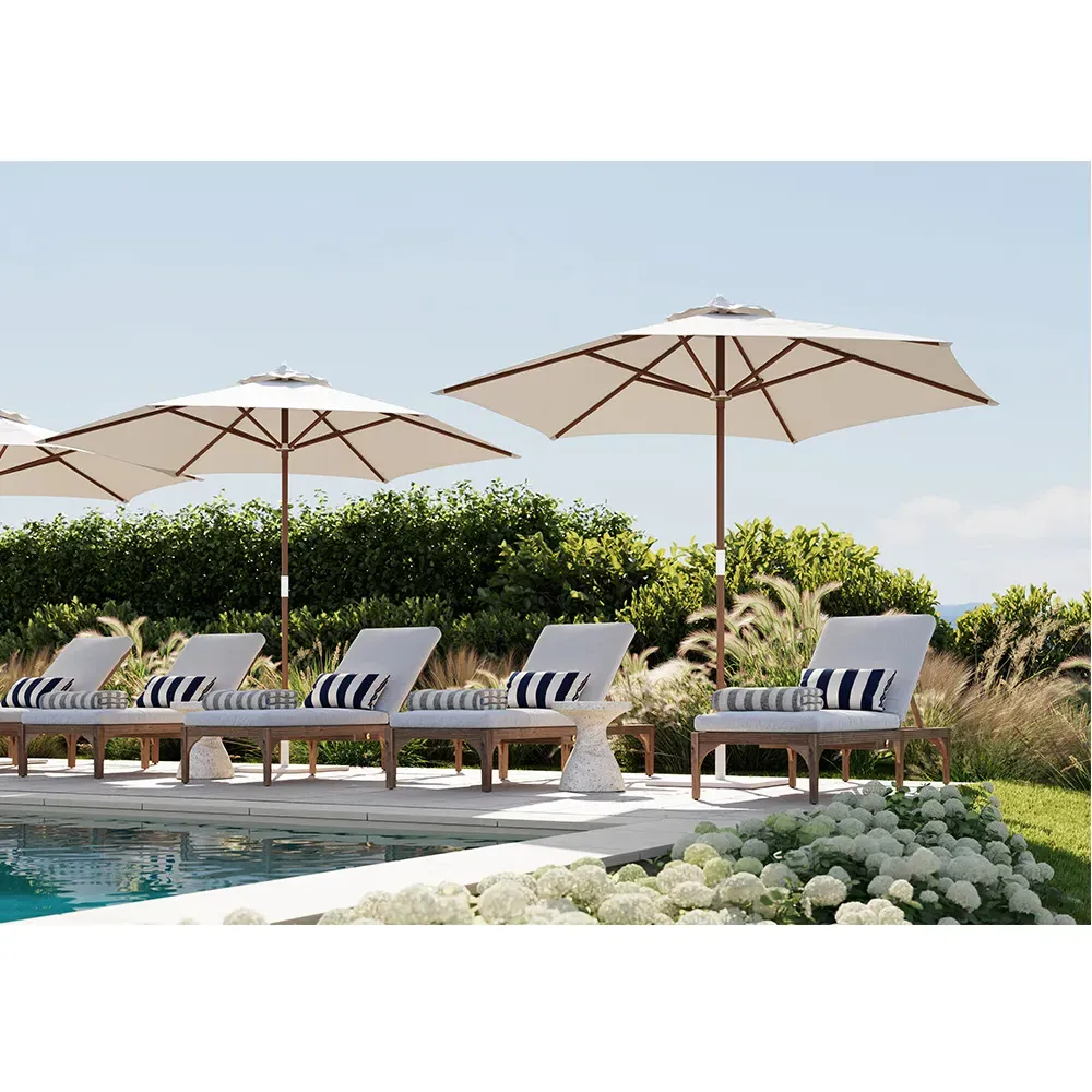 Club Outdoor Chaise Lounge with Cushion - Natural, Teak