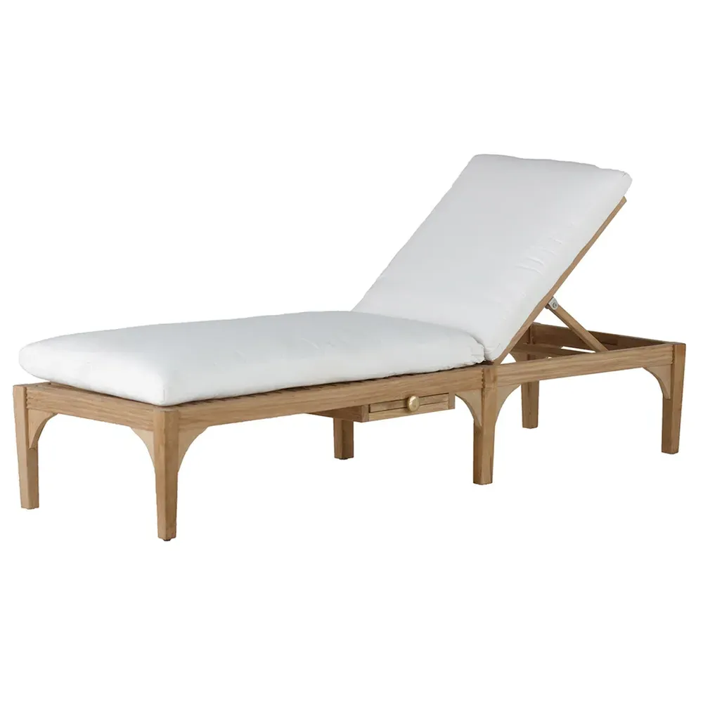 Club Outdoor Chaise Lounge with Cushion - Natural, Teak
