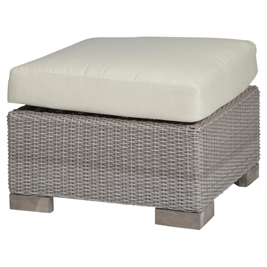 Club Woven Outdoor Ottoman - Oyster Grey, Wicker