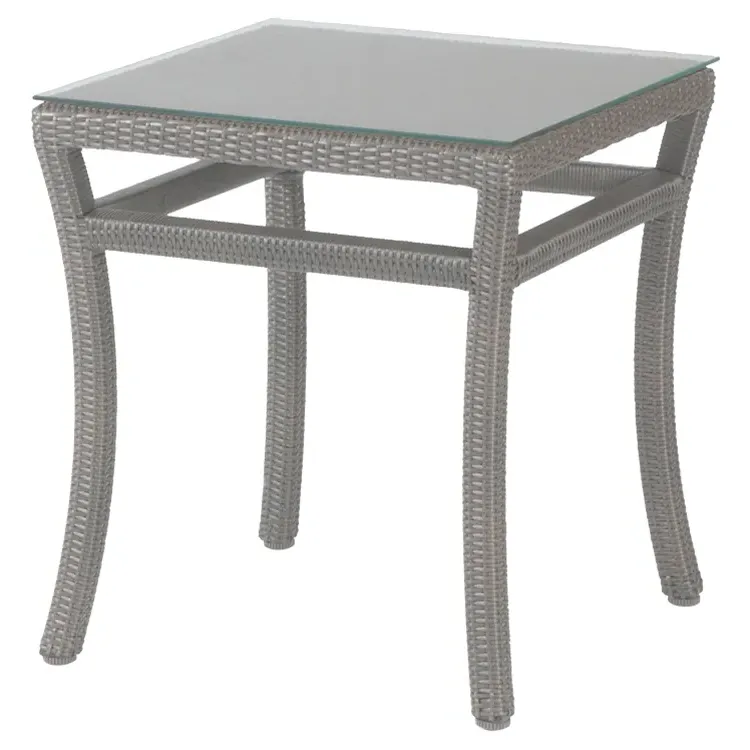 Club Woven Square Outdoor End Table - Oyster, Wicker