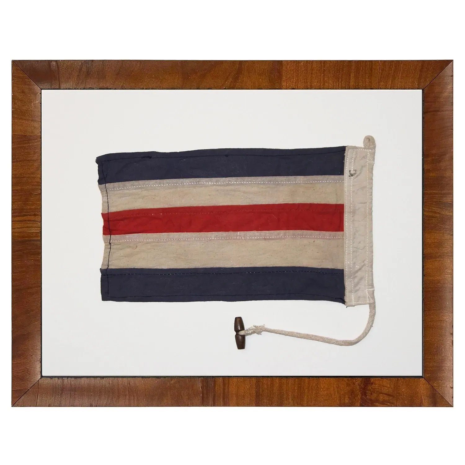 Clyde Striped Nautical Flag Wall Art - Blue, Burl Wood