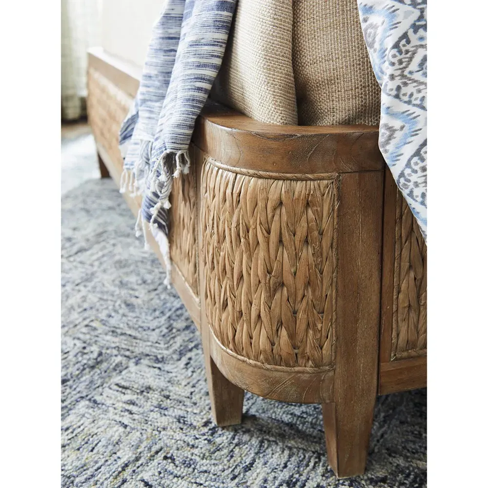 Coastal Queen Size Woven Bed - Brown, Oak