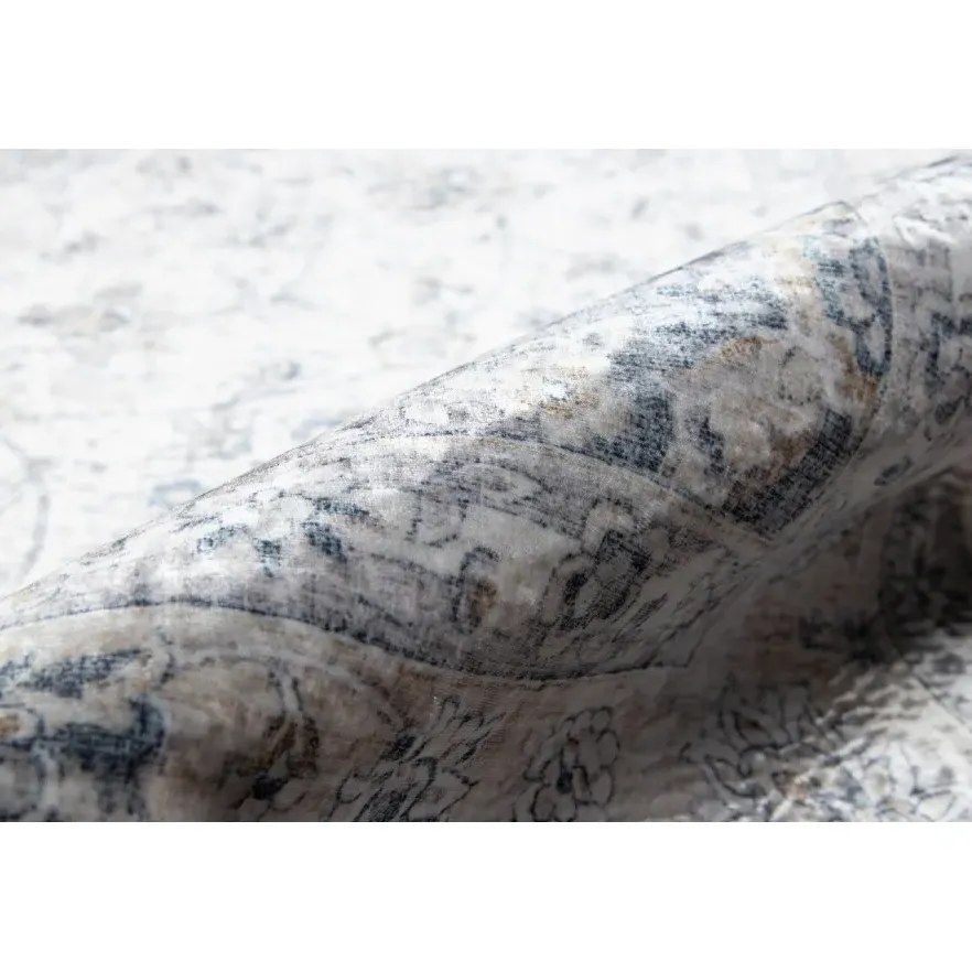 Coen Medallion Patterned Rug - Grey, Polyester