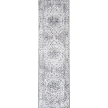 Coen Medallion Patterned Rug - Grey, Polyester
