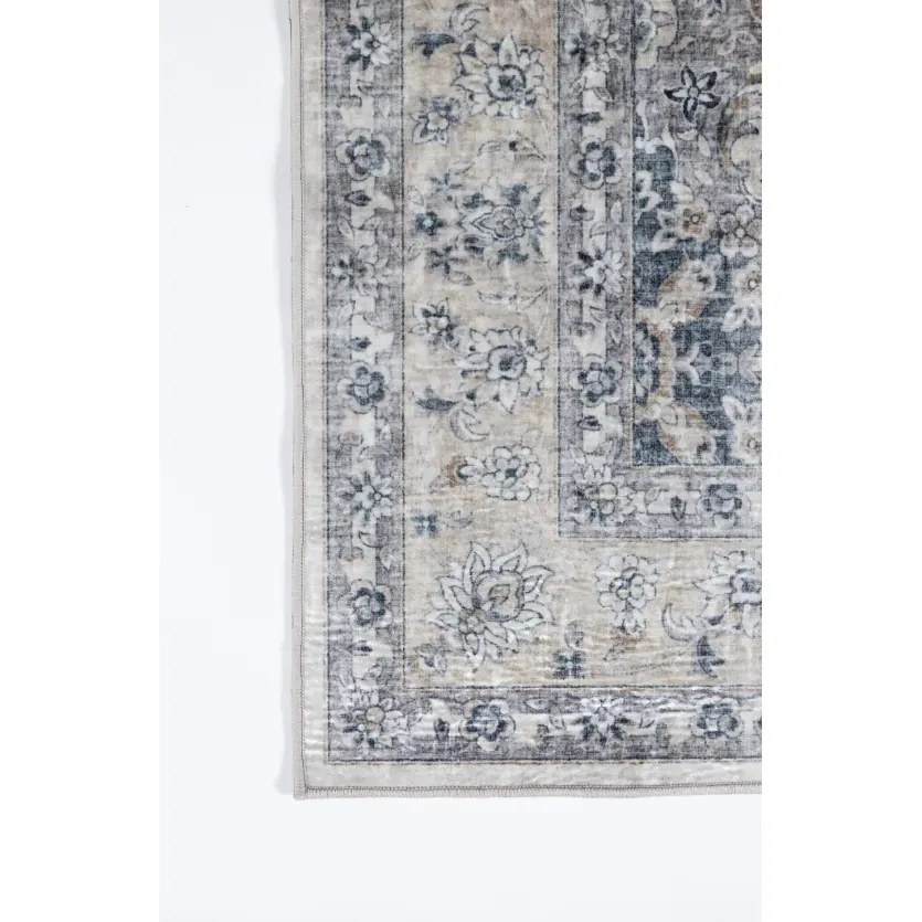 Coen Medallion Patterned Rug - Grey, Polyester