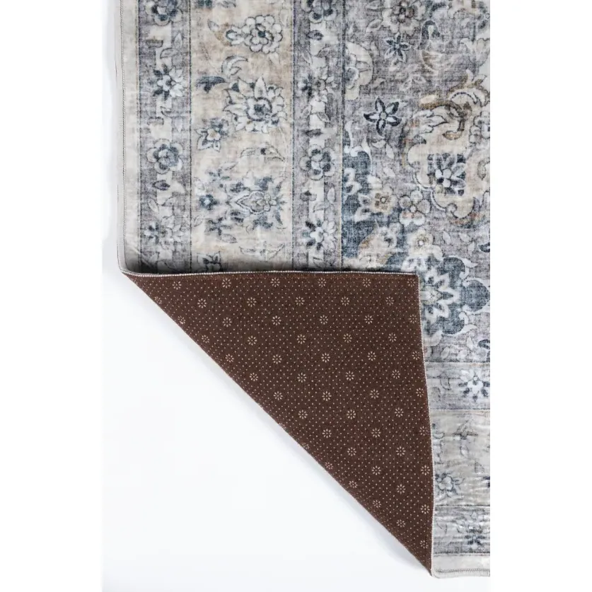 Coen Medallion Patterned Rug - Grey, Polyester