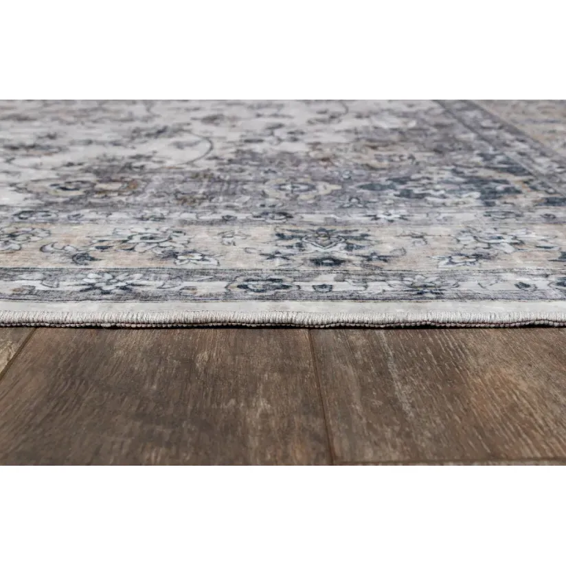 Coen Medallion Patterned Rug - Grey, Polyester